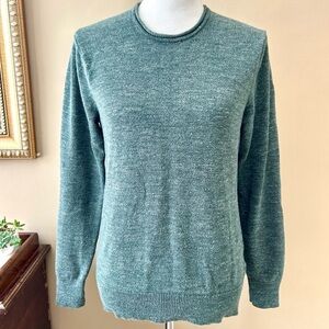 Outerknown Organic Cotton Crewneck Sweater Roll Neck Marled Green Size Small